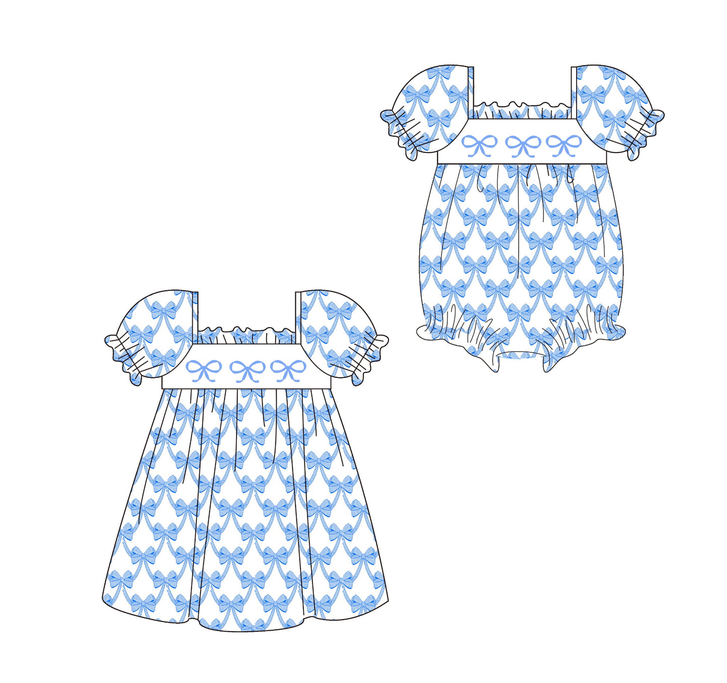 Blue Bow Trio Embroidered Collection - ETA early May