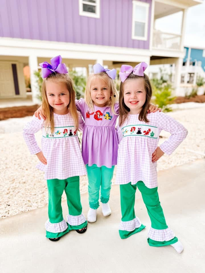 Little Mermaid Smocked Girl Set PO56