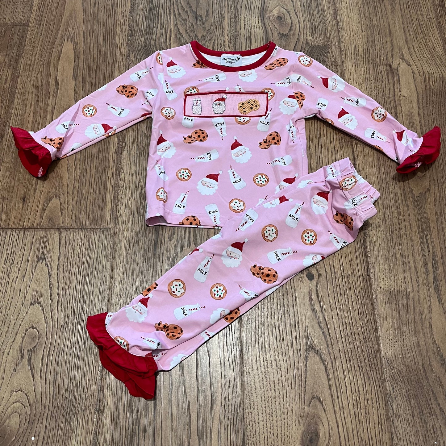 Santa’s Cookies Smocked Girl Pajamas PO41