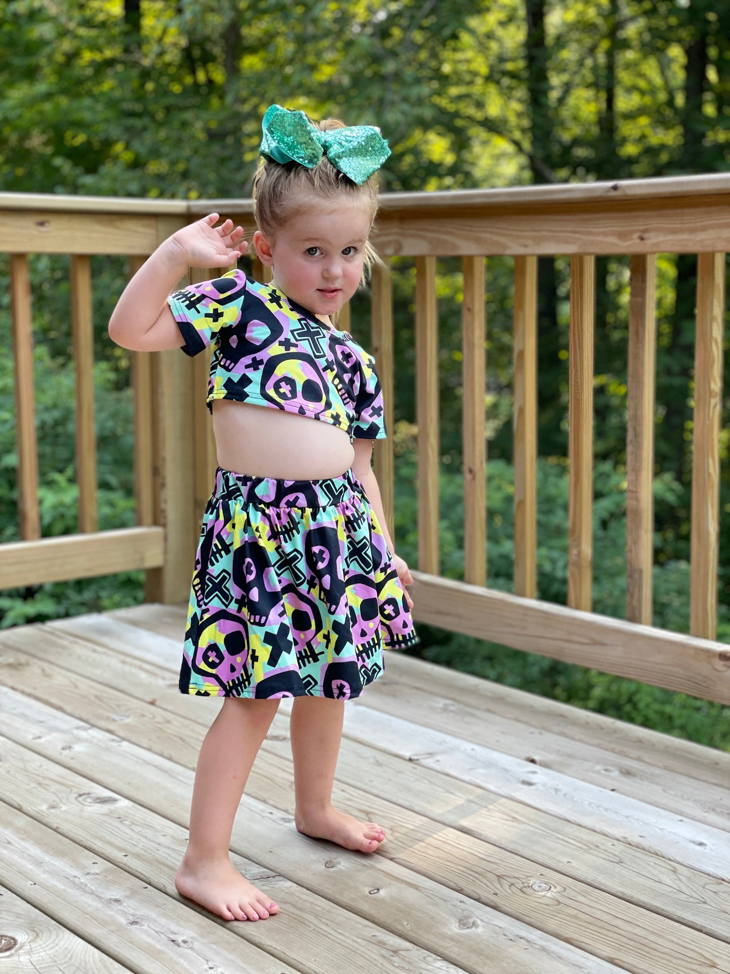 Crop and Skort Set - Skull & Cross