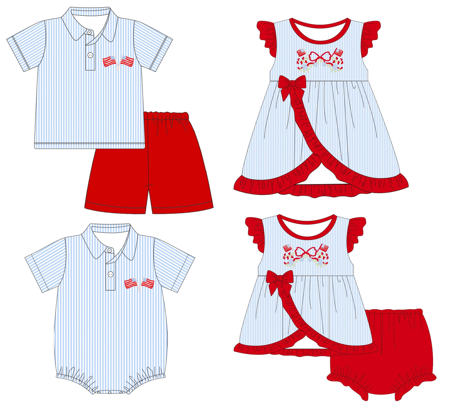 Flags and Bows Embroidered Collection - ETA early May