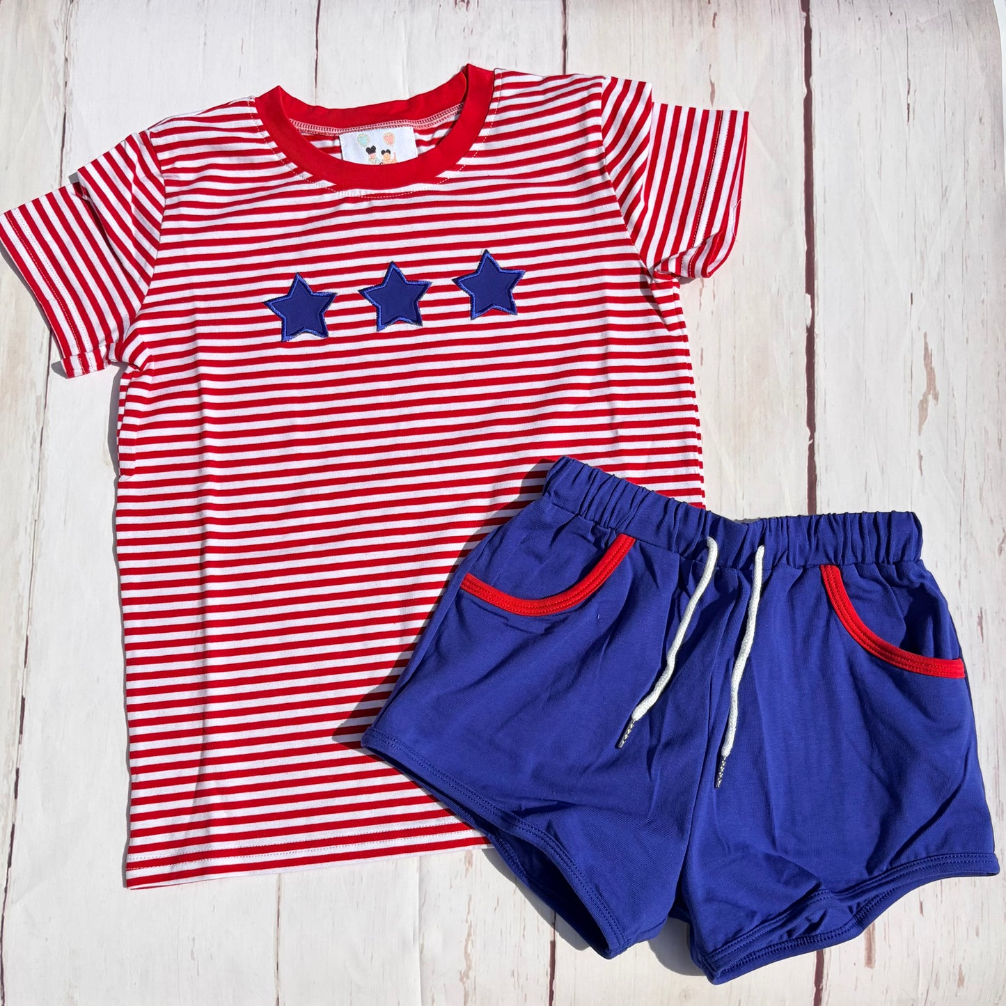 Patriotic Star Trio Appliqué Boy Set