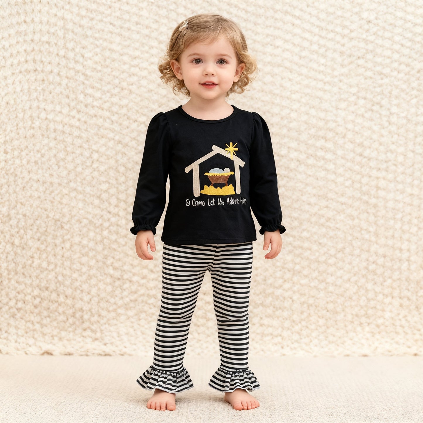 Let Us Adore Him Appliqué Girl Set