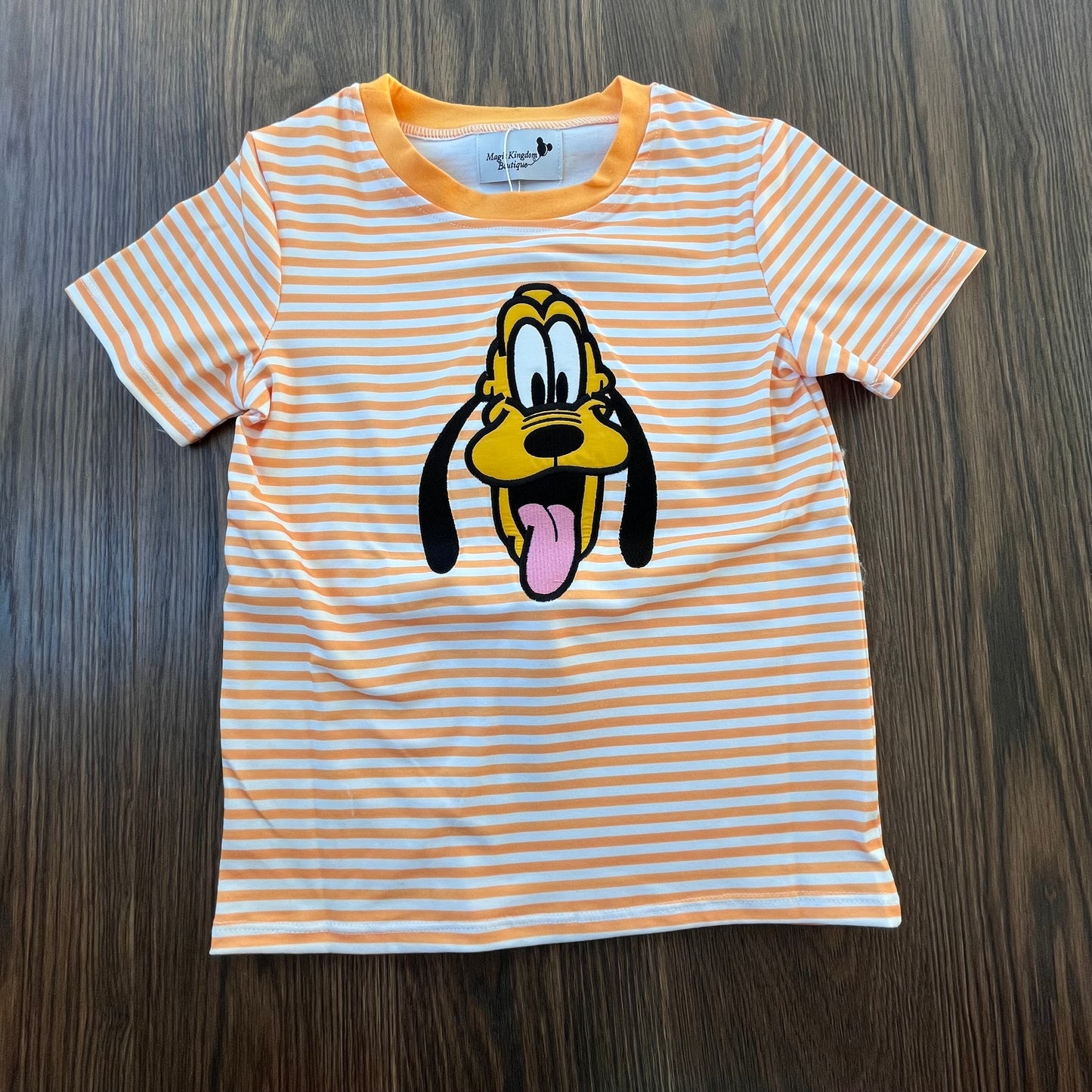Orange Striped Dog Appliqué Shirt