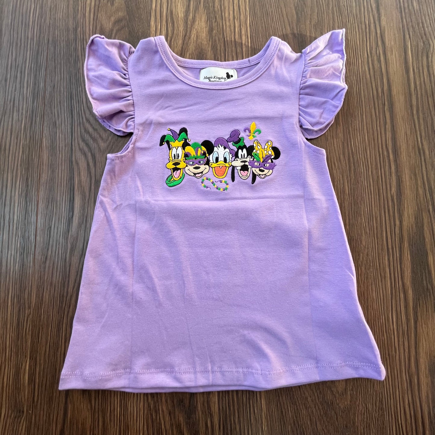 Mardi Gras Mouse Embroidered Girl Shirt