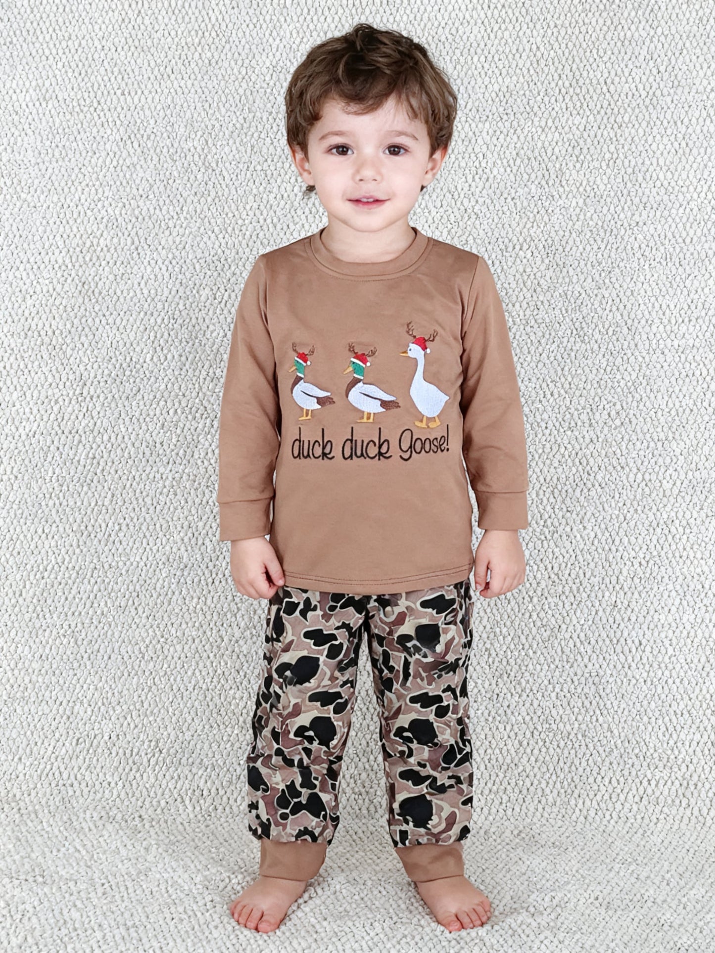 Duck, Duck, Goose Santa Hat Appliqué Boy Set