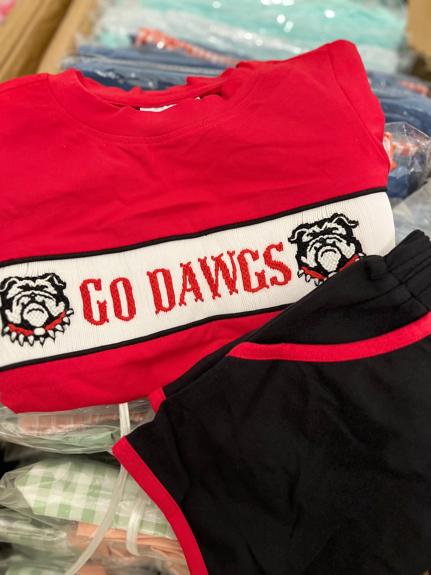 UGA Smocked Boy Short Set PO40