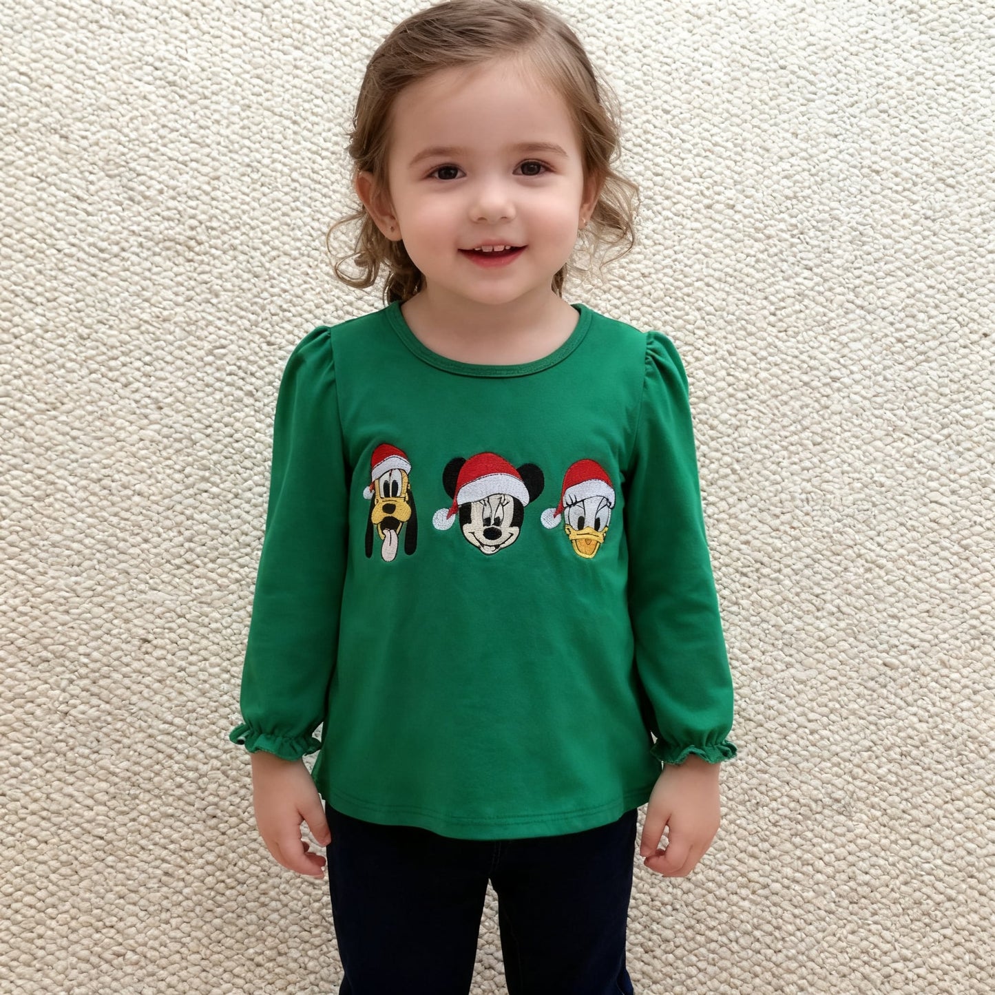 Christmas Characters Appliqué Girl Shirt