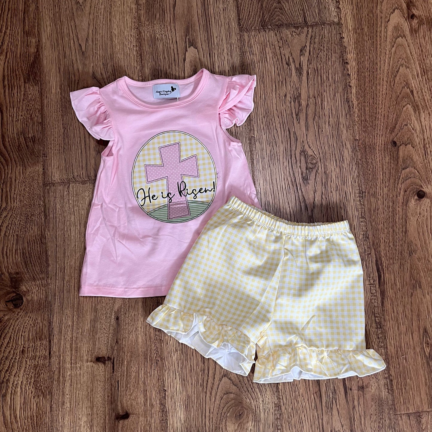 He Is Risen Embroidered Girl Set