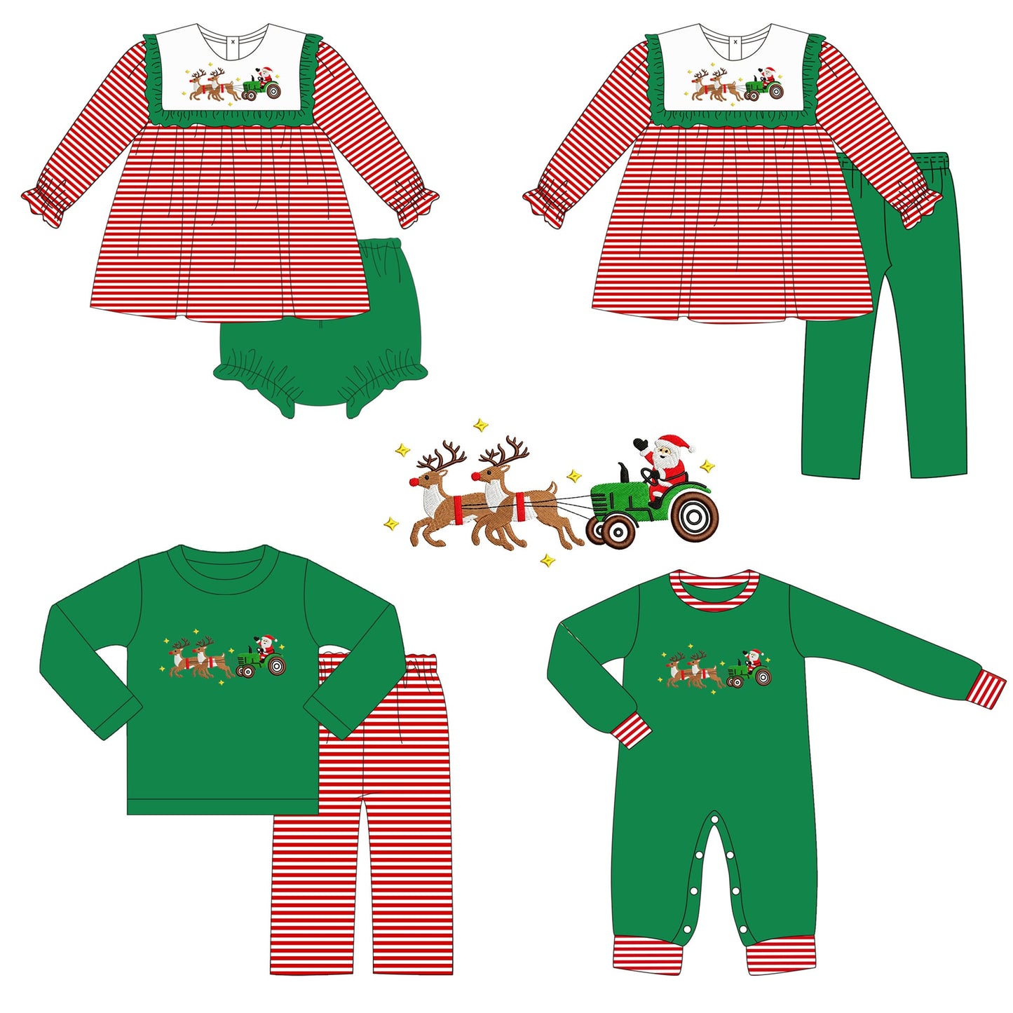 Santa Tractor Embroidered Collection - ETA early October