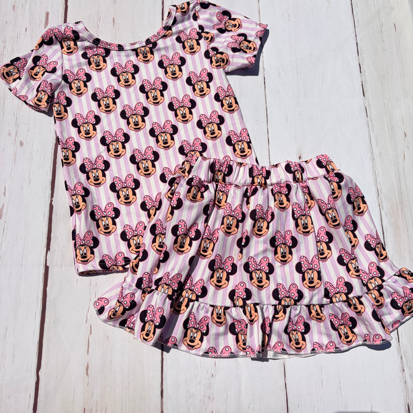 Purple Striped Mouse Skort Set