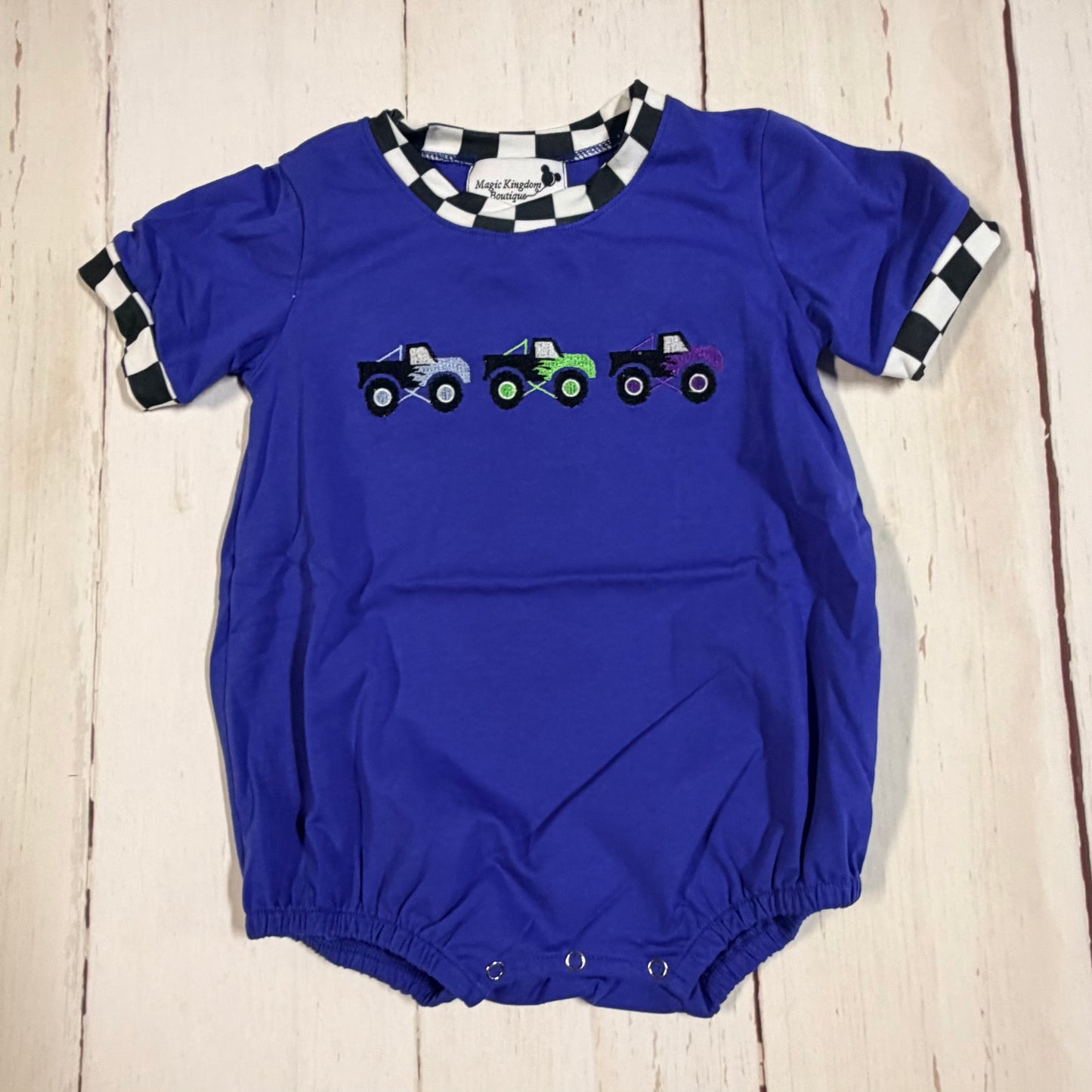 Monster Truck Trio Embroidered Bubble