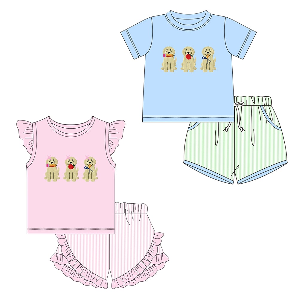 Back to School Dog Trio Embroidered Sets - ETA early July
