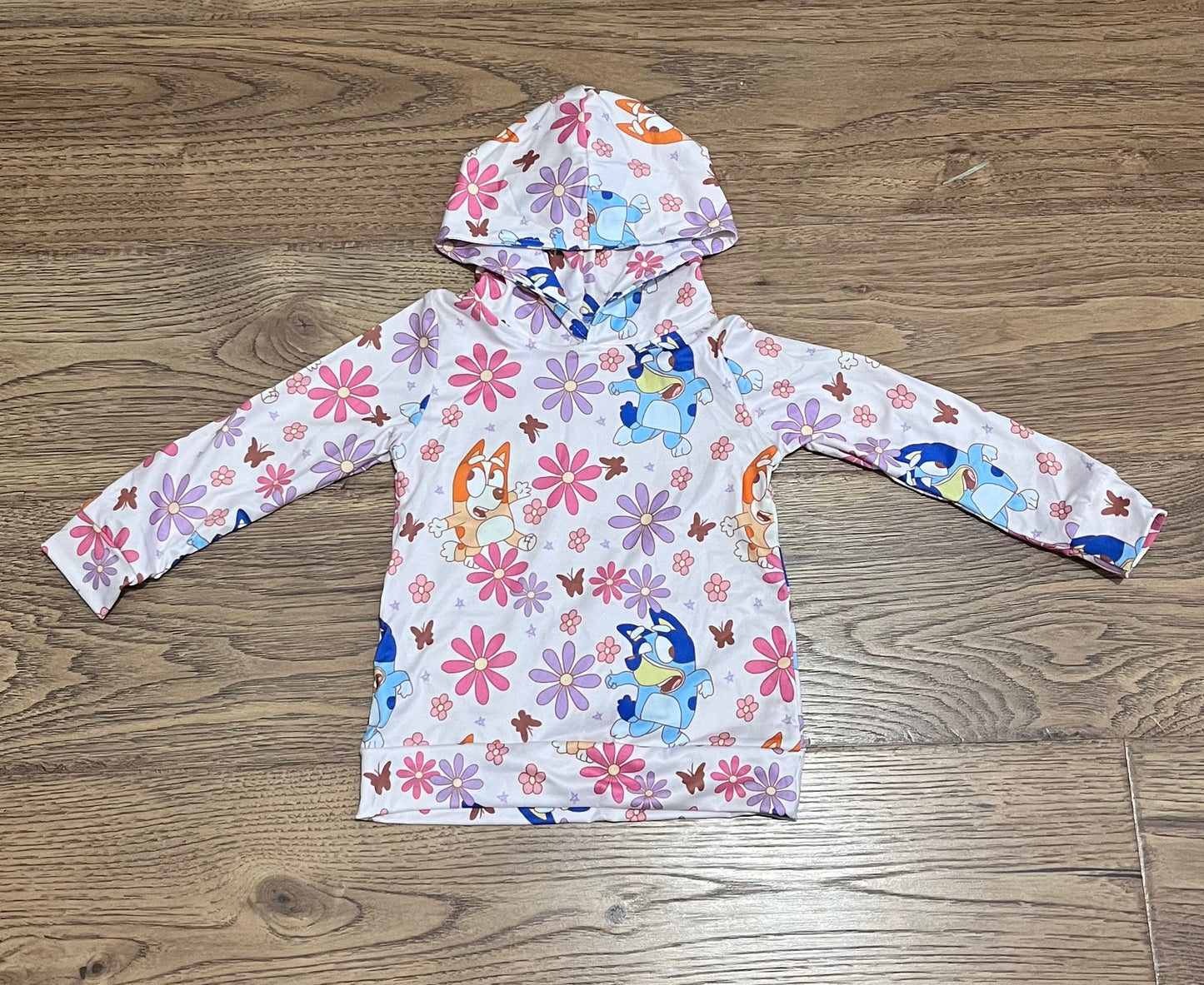 Blue Dog Floral Hoodie