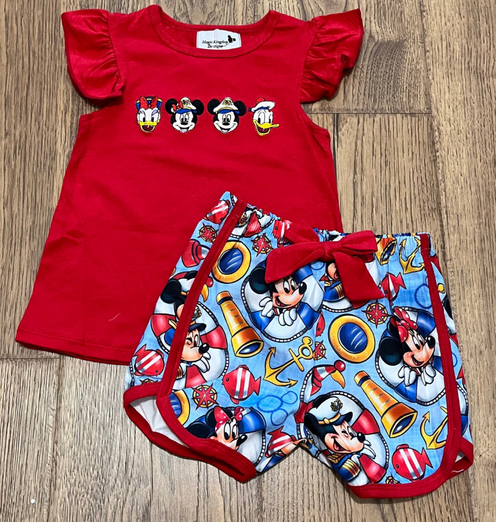 Magical Mouse Cruise Appliqué Girl Set