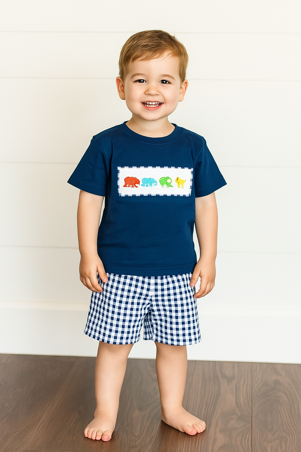 Brown Bear Smocked Boy Set PO53