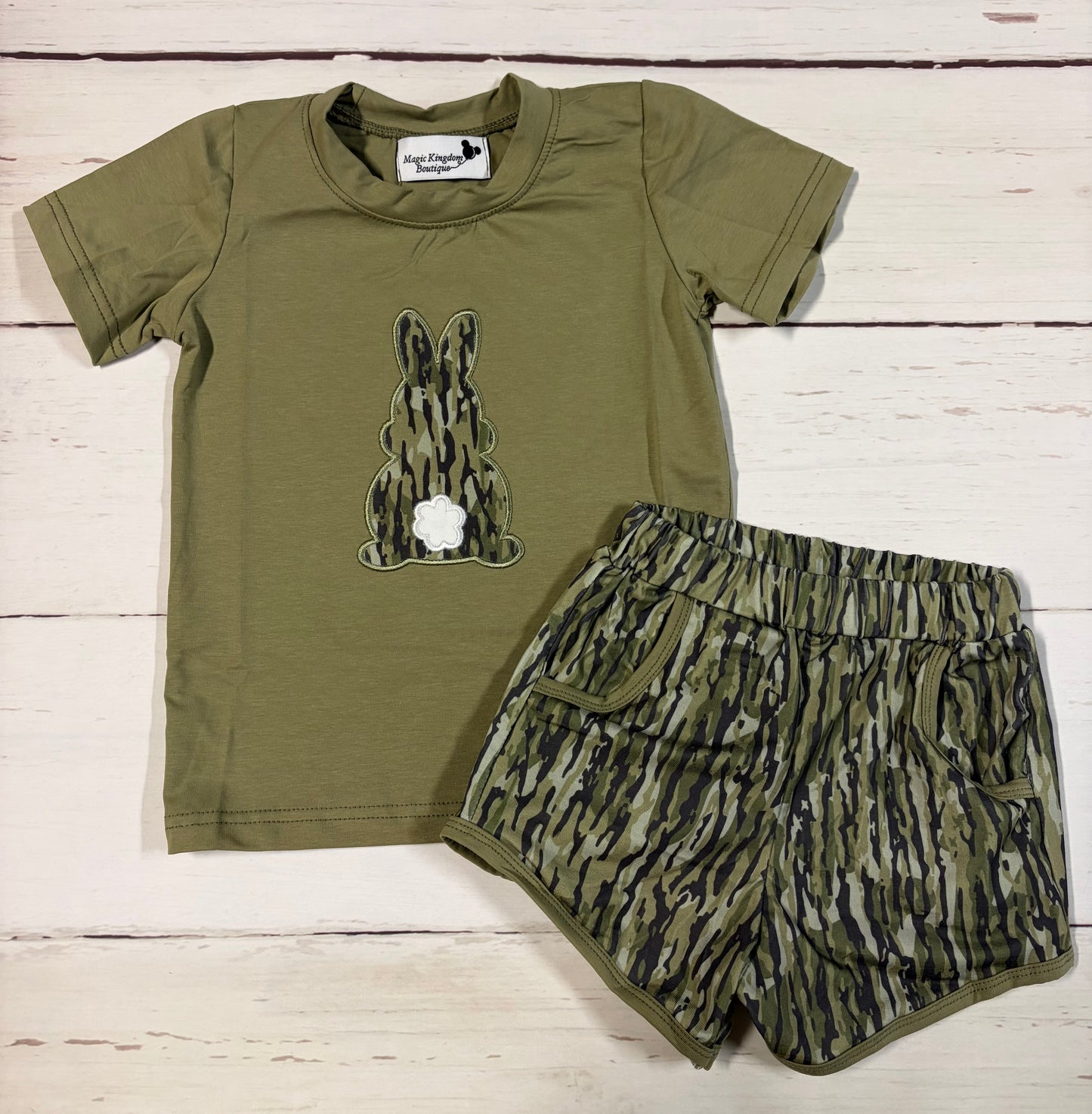 Camo Bunny Appliqué Boy Set