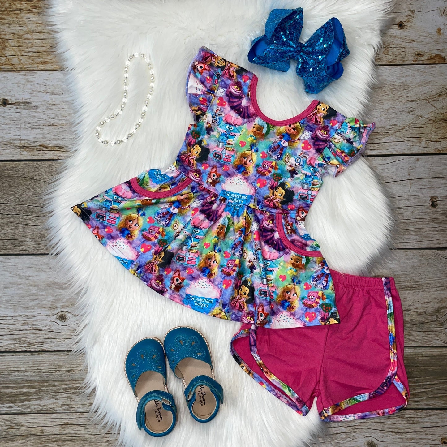 Pink Bakery Wonder Flutter Sleeve Peplum Set
