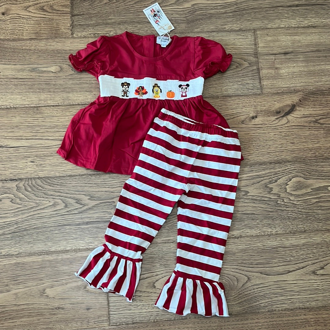 Thanksgiving Mouse Smocked Girl Set PO41