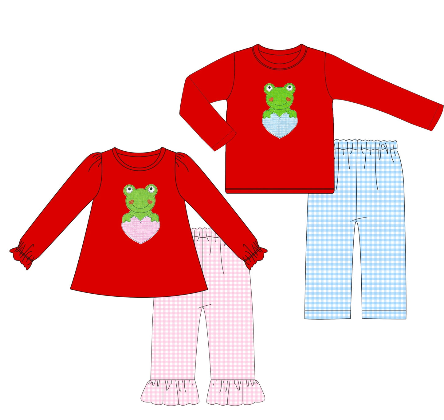 Frog & Heart Embroidered Sets - ETA mid December