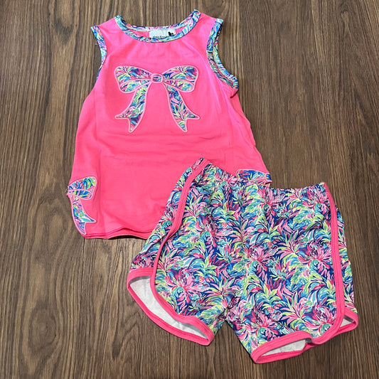 Tropical Floral Bows Appliqué Short Set