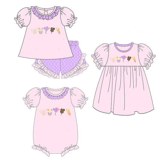 Pink and Purple Mouse Snacks Embroidered Collection - ETA mid June