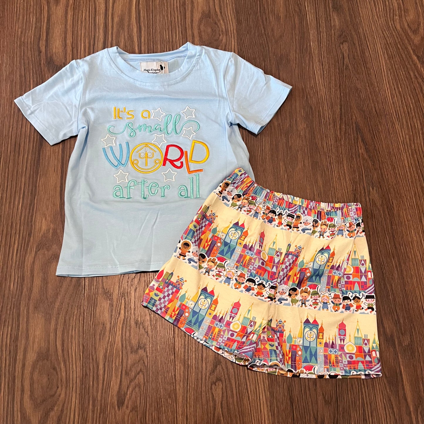 Small World Appliqué Boy Short Set