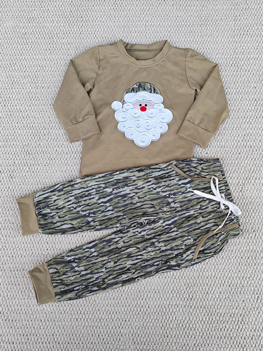 Camo Santa Appliqué Boy Set