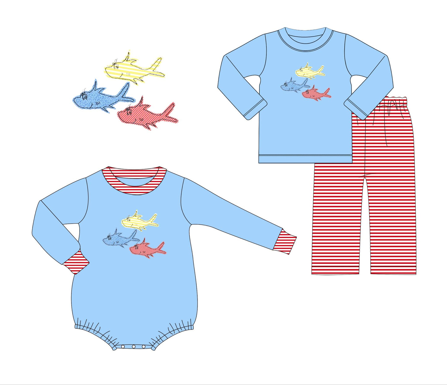 Yellow Fish, Blue Fish, Red Fish Appliqué Collection - ETA early December