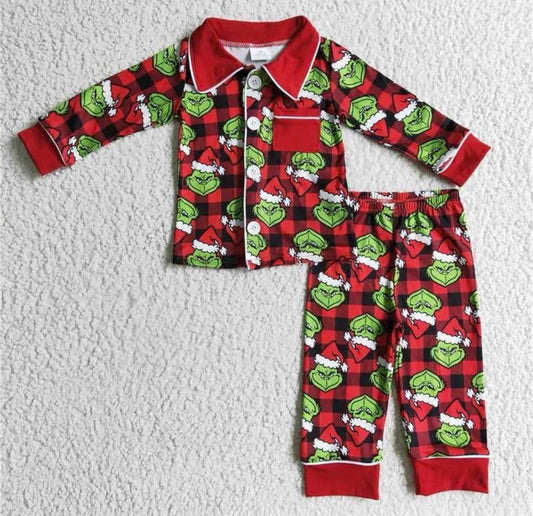 Mean One Plaid Boy Pajamas