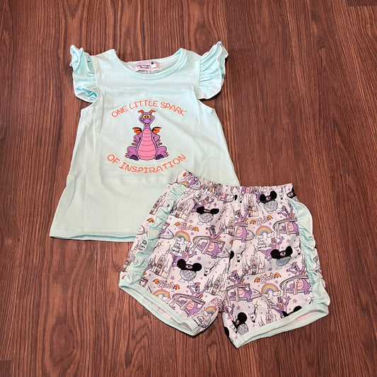 Figment One Little Spark Appliqué Girl Short Set