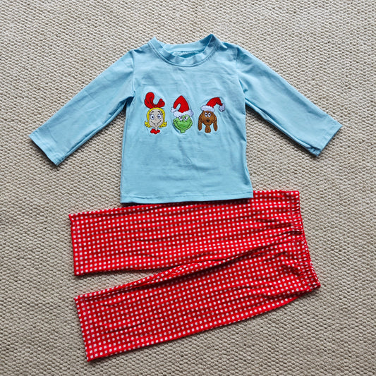 Grinchy Trio Appliqué Boy Set