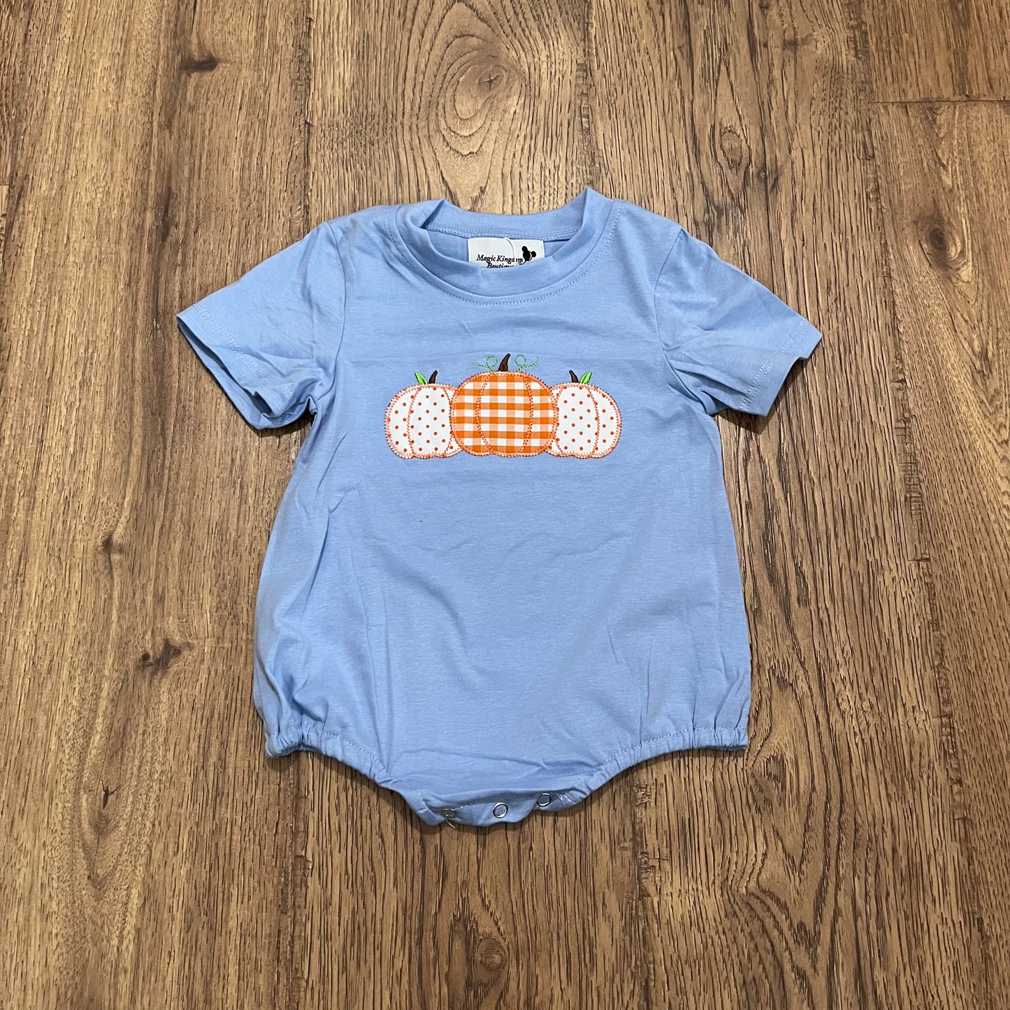 Orange Gingham and Bitty Dot Appliqué Pumpkins Bubble