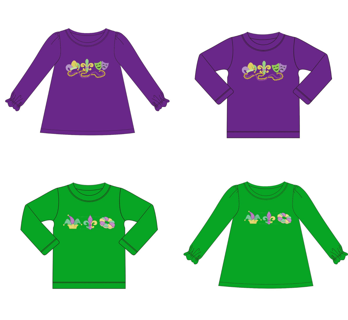 Mardi Gras Embroidered Shirts - ETA late January