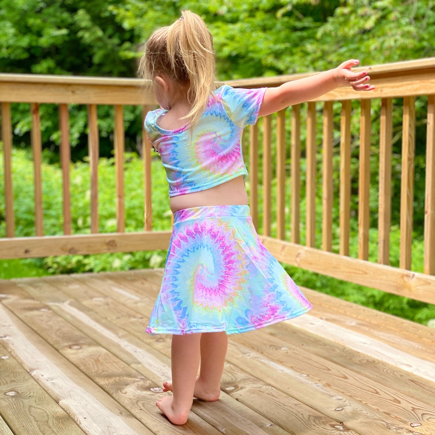 Pastel Tie Dye Crop Top and Skirt Set