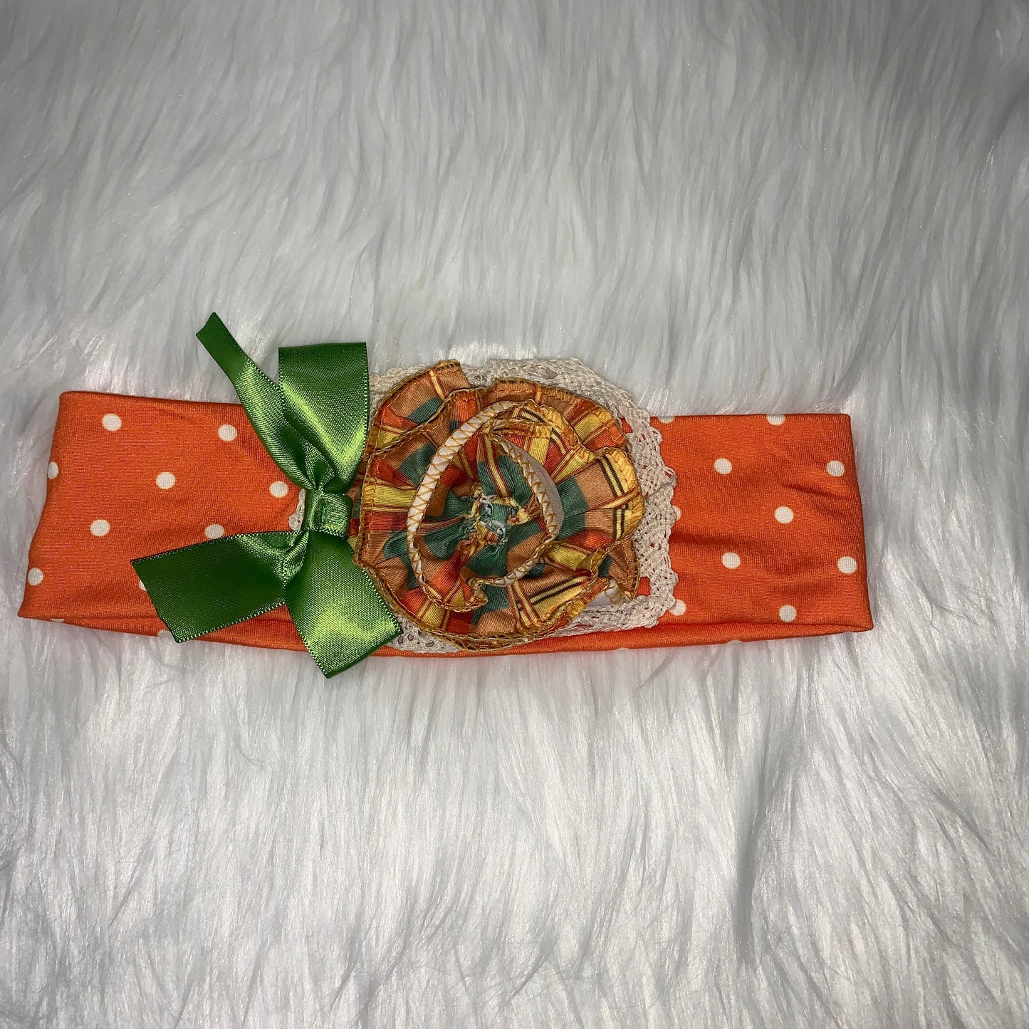 Orange Polkadot Ruffle Headband