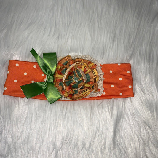 Orange Polkadot Ruffle Headband