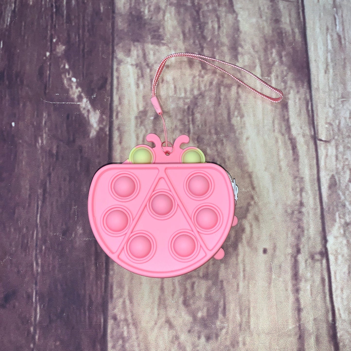 Silicone Pop Fidget Toy Bug Coin Purse - Pink