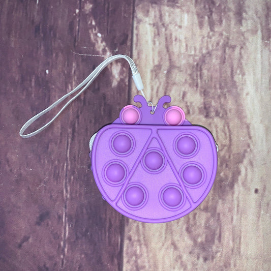 Silicone Pop Fidget Toy Bug Coin Purse - Purple