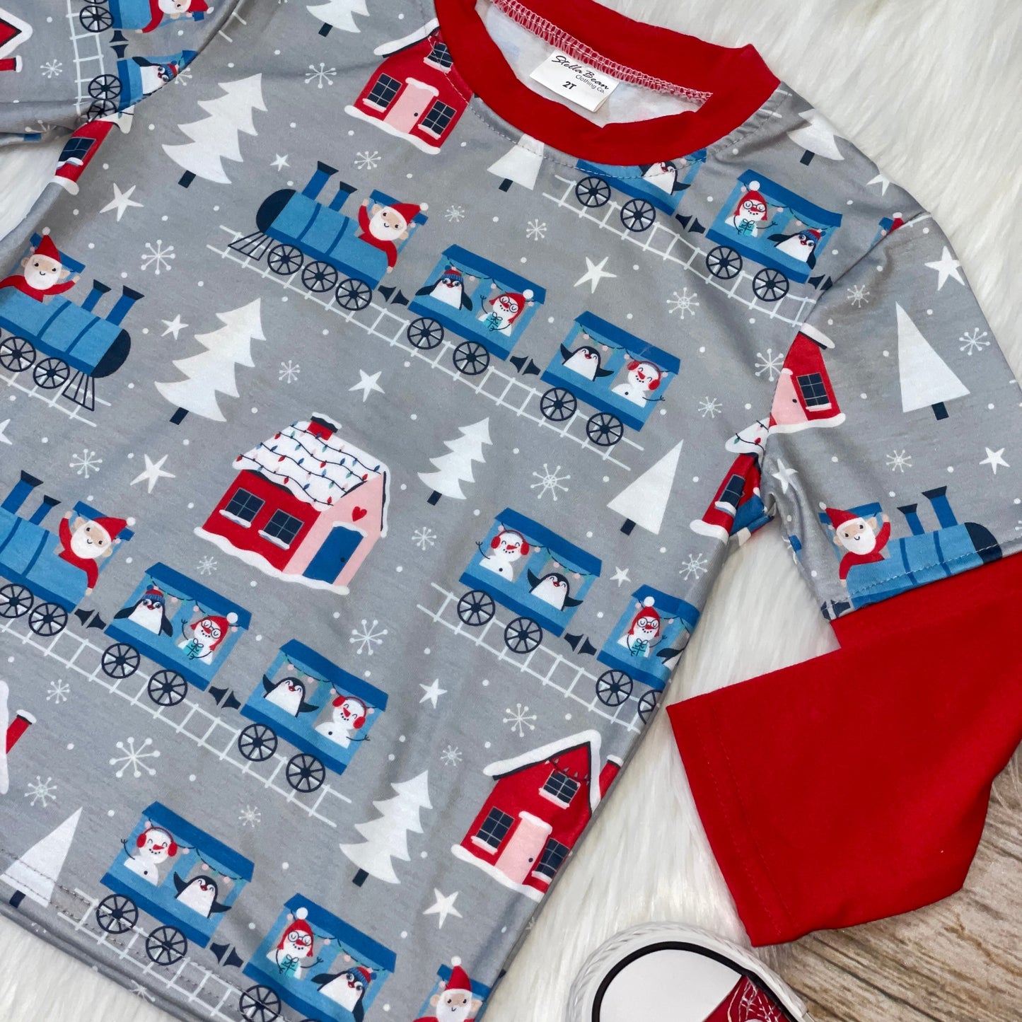 North Pole Express Christmas Train Printed Long Sleeve Shirt