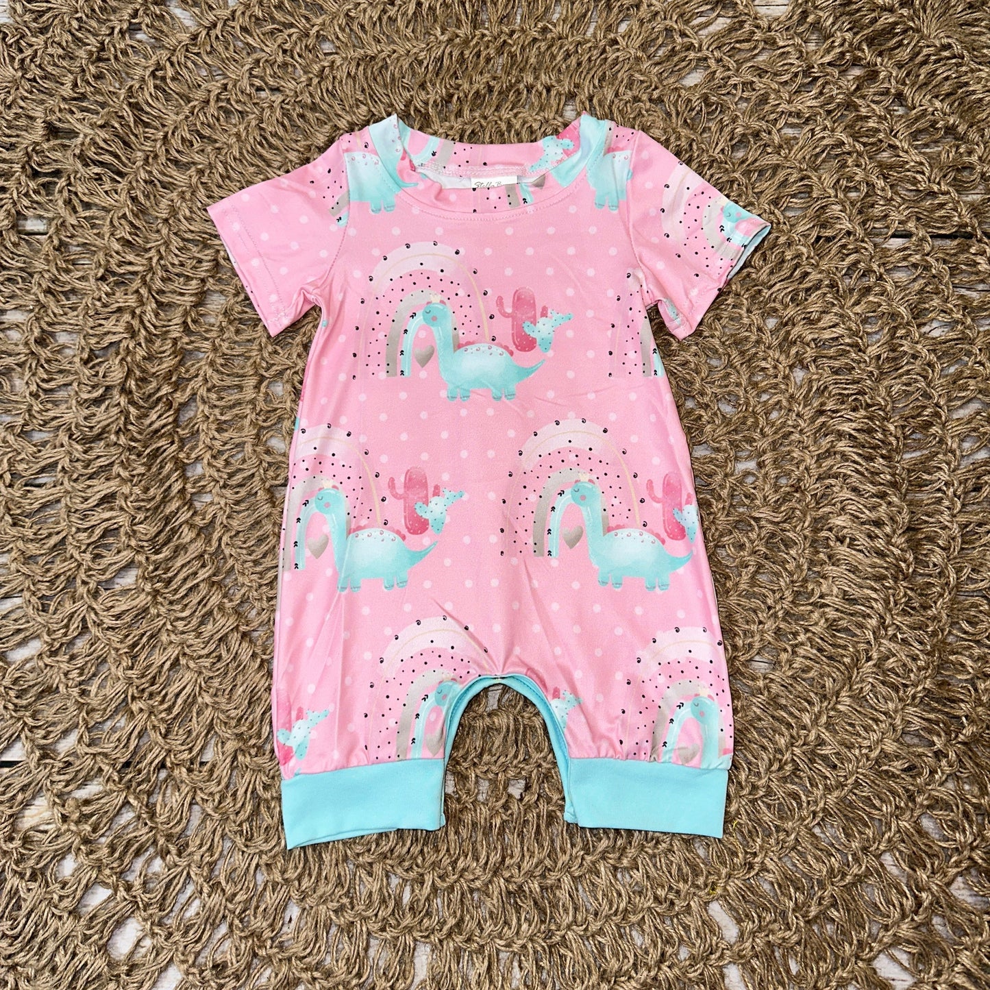 Pink Dino Print Baby Romper