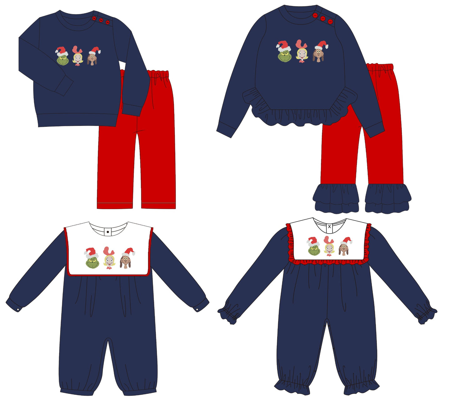 Navy Whoville Trio Embroidered Collection - ETA early October