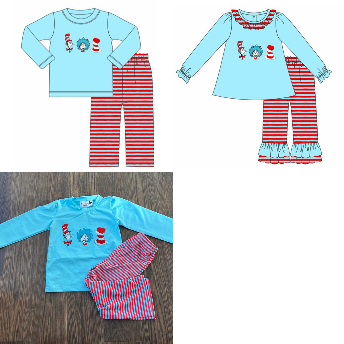 Seuss Character Trio Embroidered Sets - ETA late November