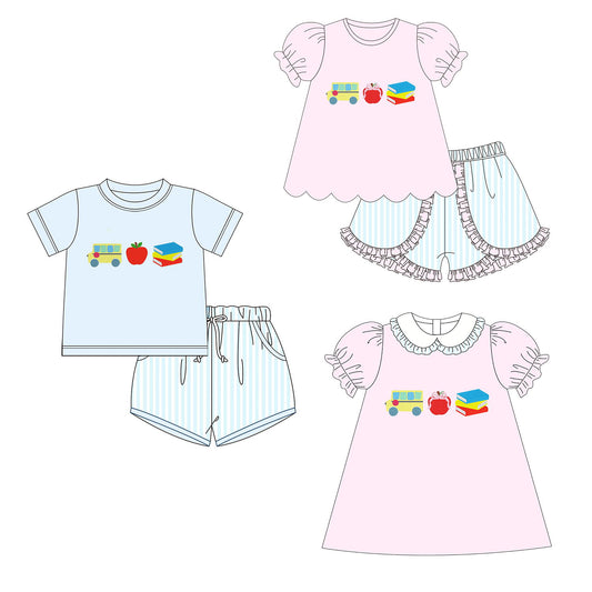 Blue / Pink School Trio Embroidered Collection - ETA mid June