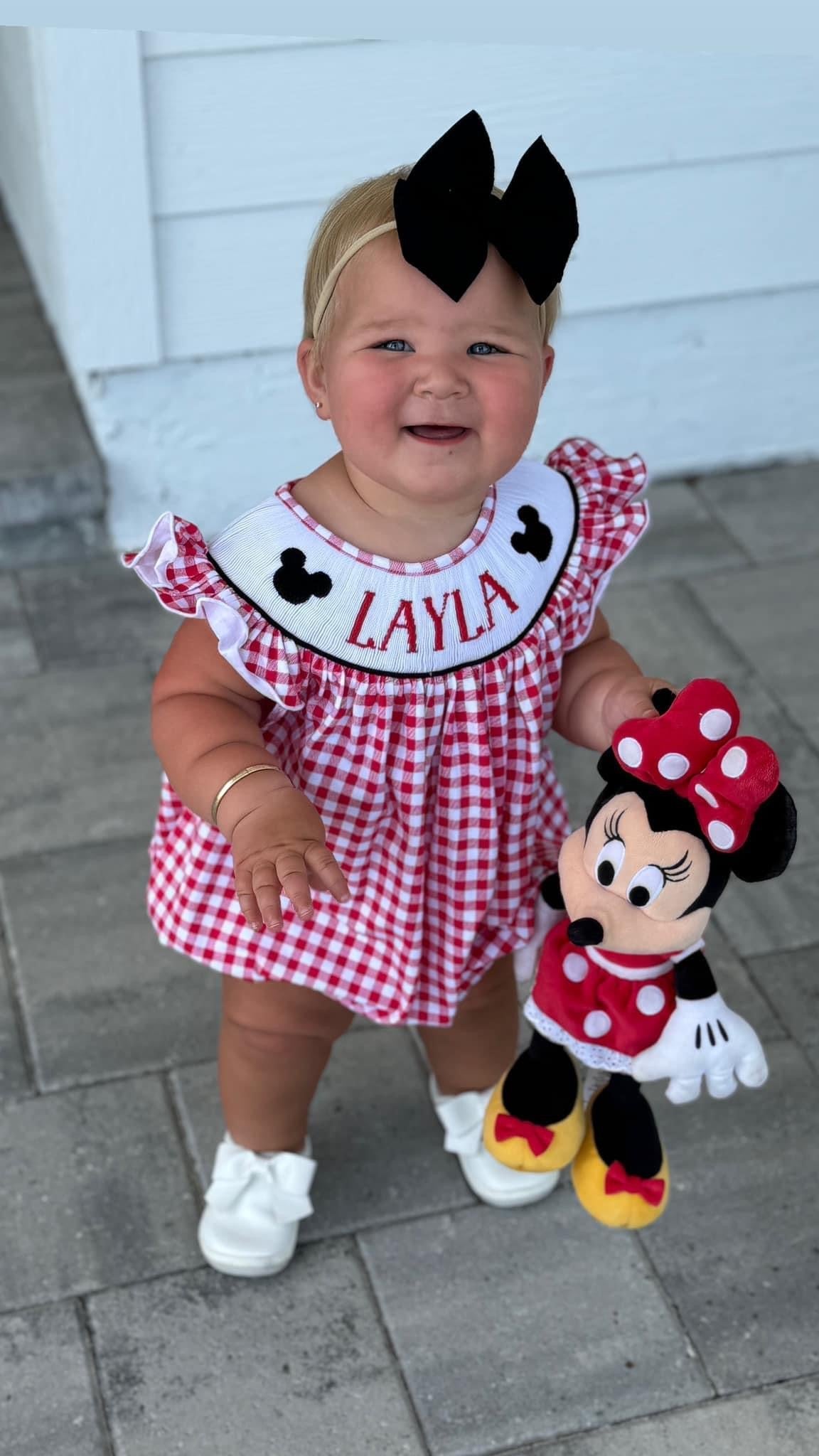 Gingham Mouse Personalized Smocked Collection PO58 - ETA mid June