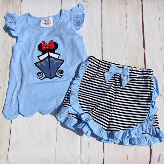 Mouse Cruise Appliqué Girl Set