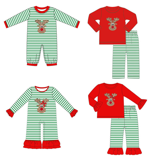 Green Striped Reindeer Appliqué Collection - ETA early October