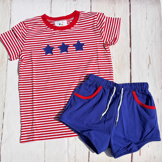Patriotic Star Trio Appliqué Boy Set