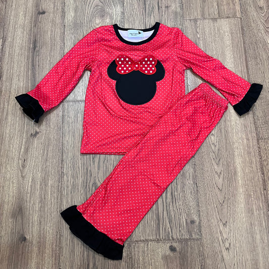 Mouse Appliqué Girl Pajamas