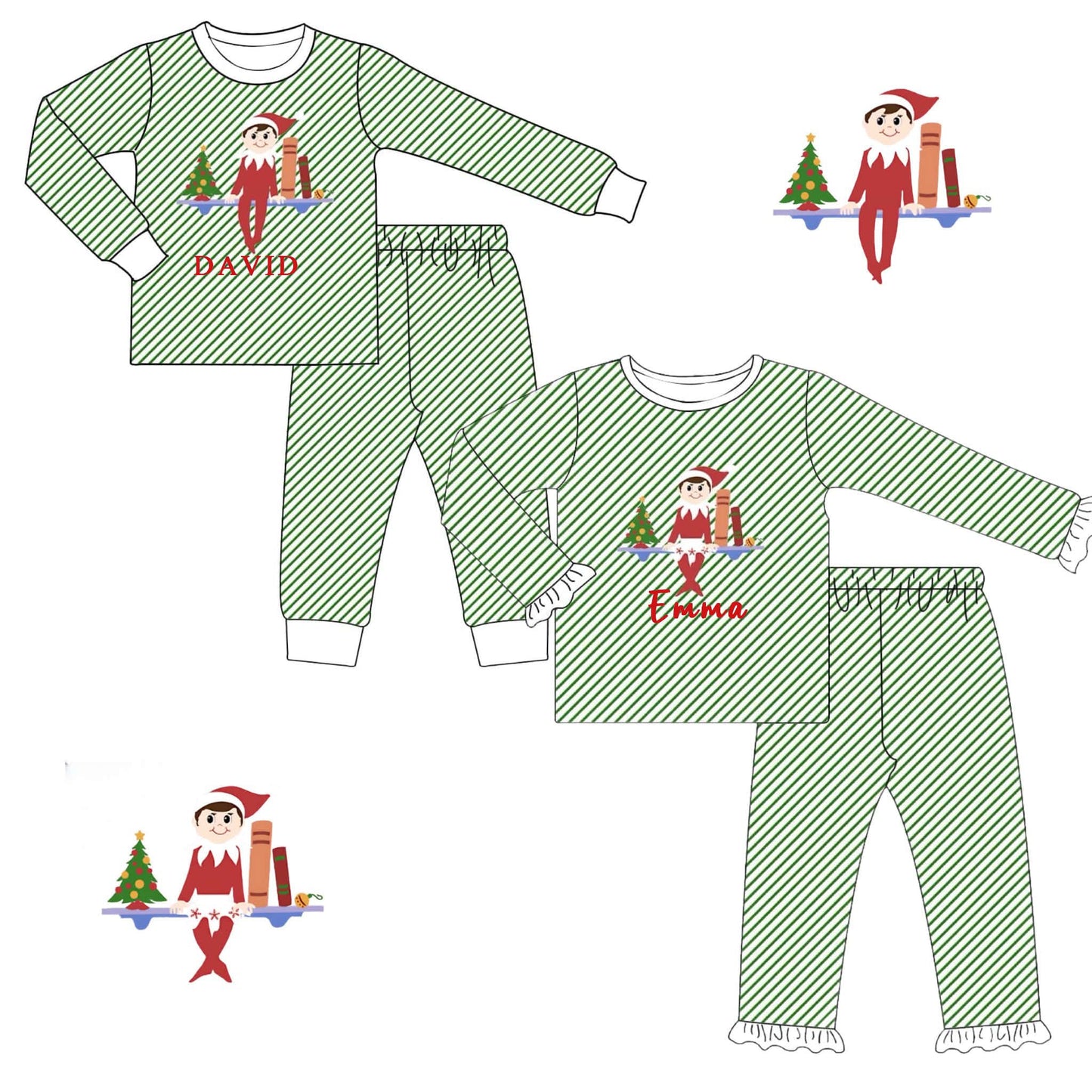 Elf Shelf Embroidered PJ Sets PERSONALIZED - ETA early November